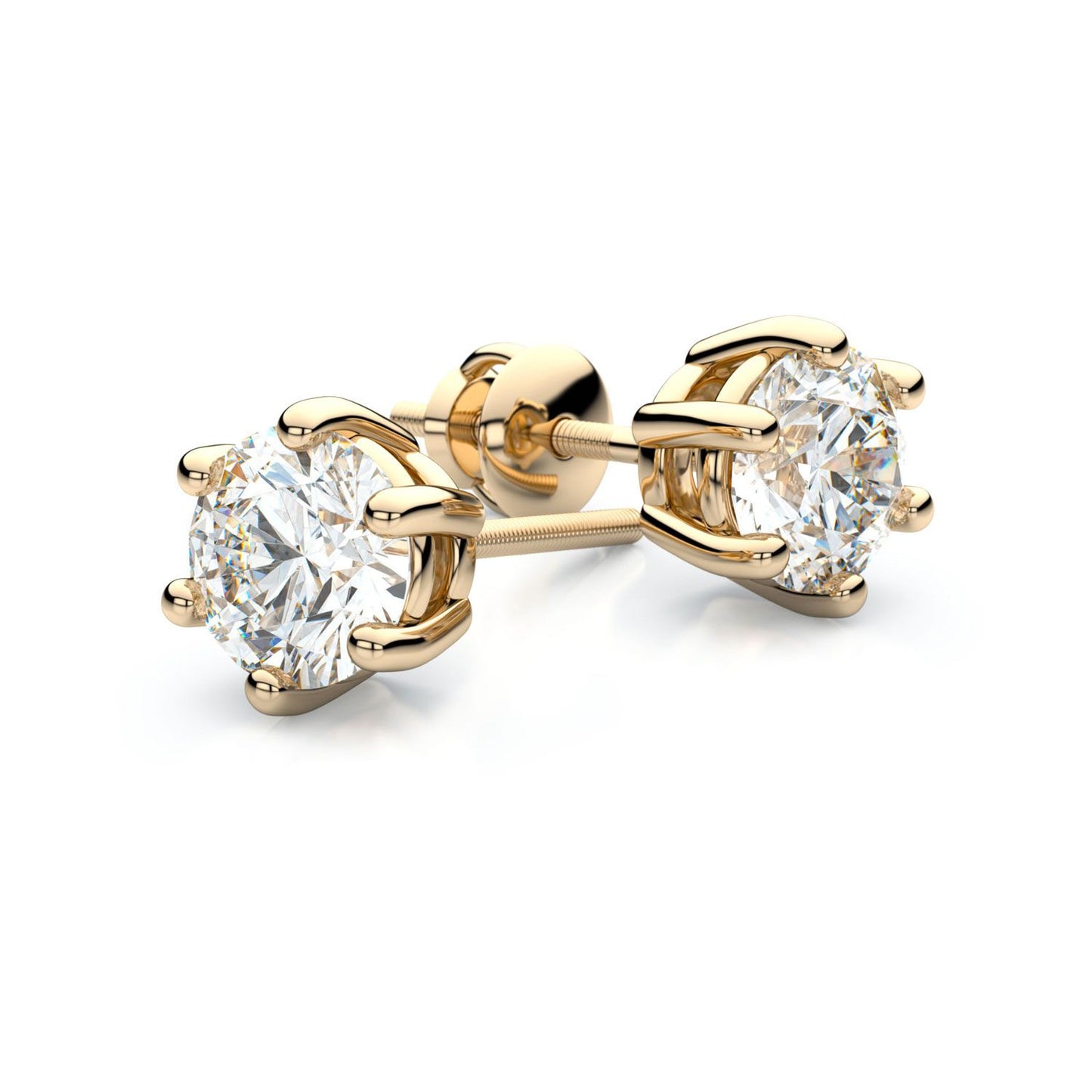 14k Yellow Gold 6-prong Round Brilliant Diamond Stud Earrings (0.25 Ct. T.w., Si1-si2 Clarity, H-i Color)
