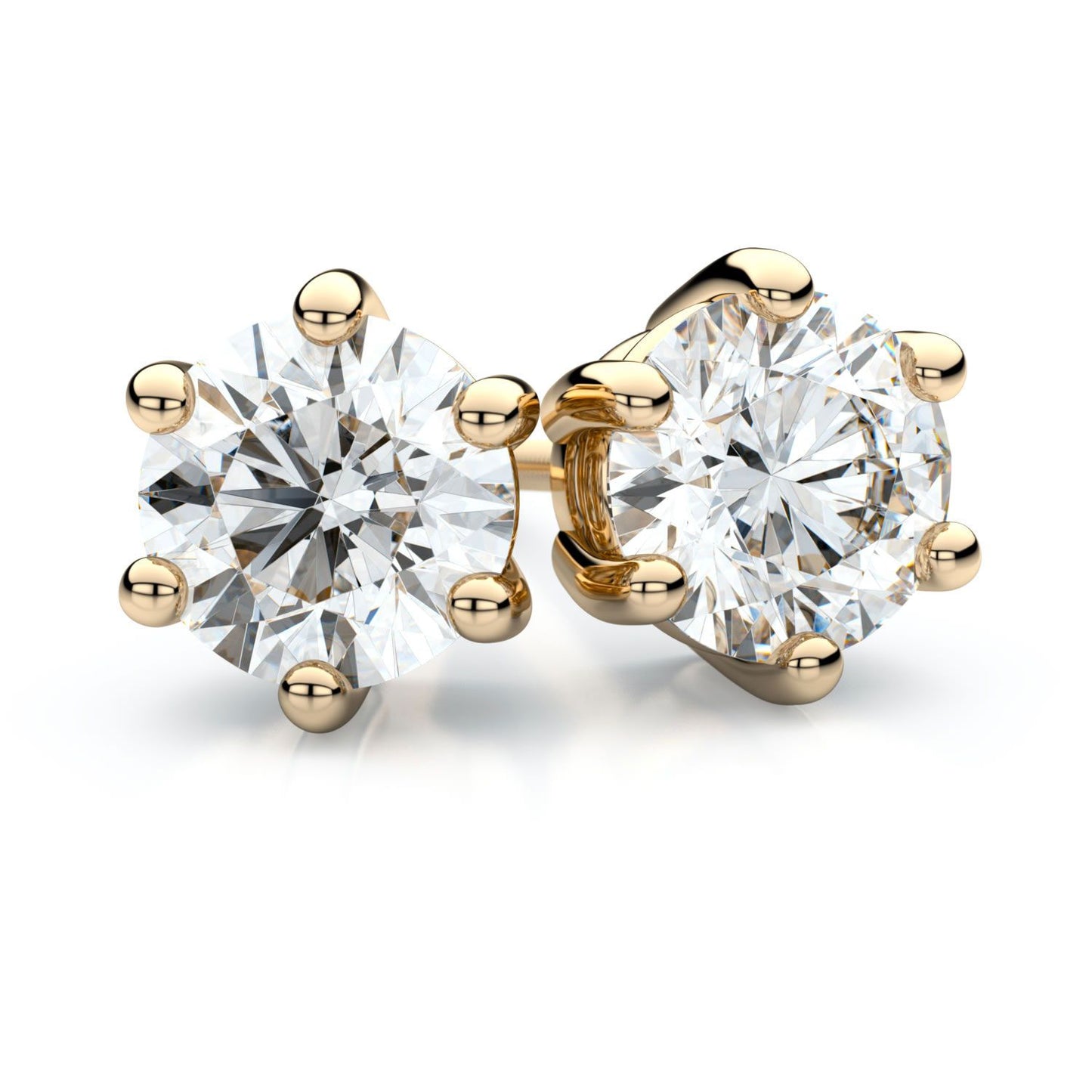 14k Yellow Gold 6-prong Round Brilliant Diamond Stud Earrings (0.25 Ct. T.w., Vs1-vs2 Clarity, F-g Color)