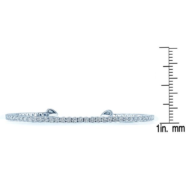 Diamond Open Cuff Bangle With Solid Heart Ends In 18k White Gold (2.90ctw)
