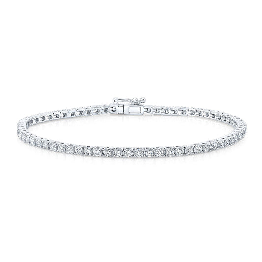 14K White Gold Natural Diamond Tennis Bracelet 7 Inch, 3.00ctw H/VS Ideal Cut Full-Cut Rounds | RockHer