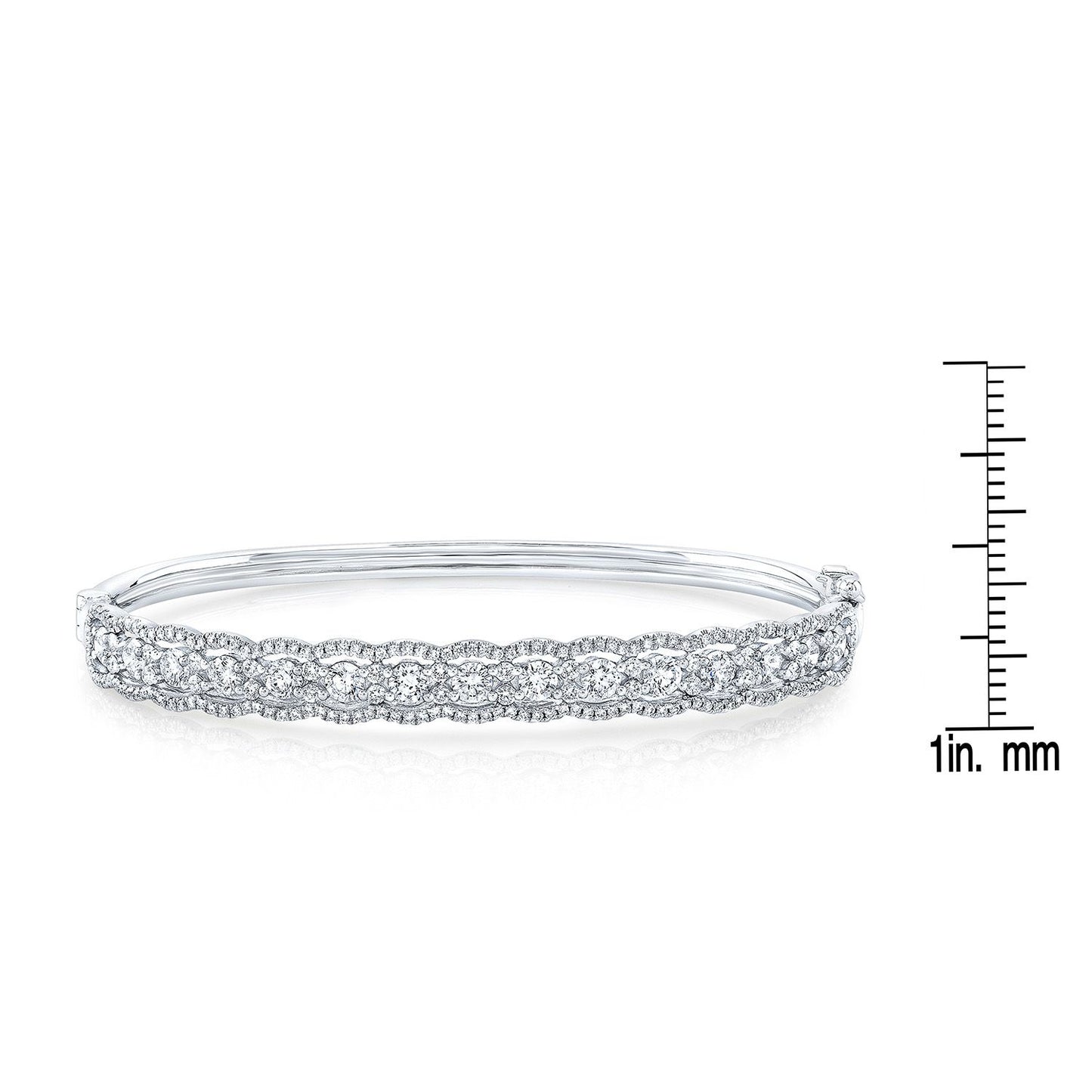 Diamond Scallop Edge Bangle In 14k White Gold