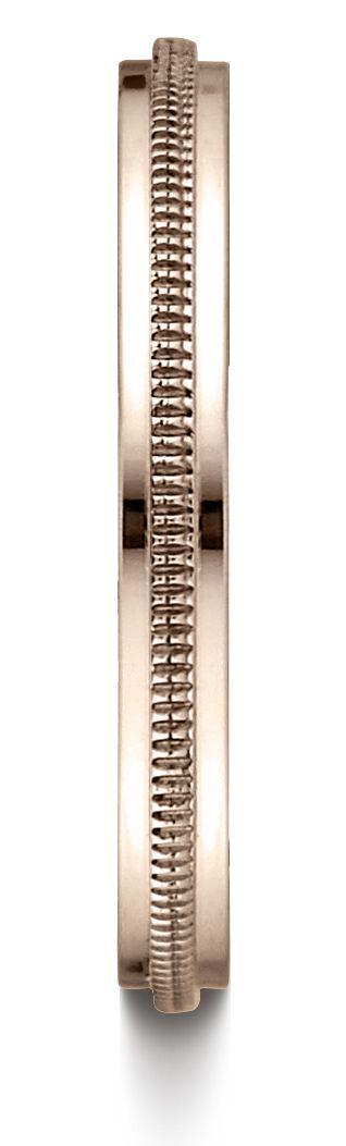 14k Rose Gold 2mm High Polished Milgrain Center Design Band