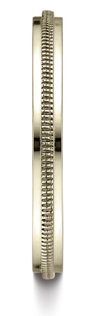 14k Yellow Gold 2mm High Polished Milgrain Center Design Band