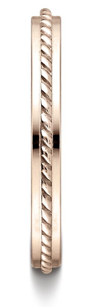 14k Rose Gold 2mm High Polished Rope Center Design Band