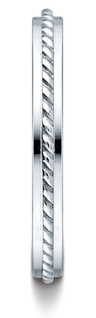 14k White Gold 2mm High Polished Rope Center Design Band