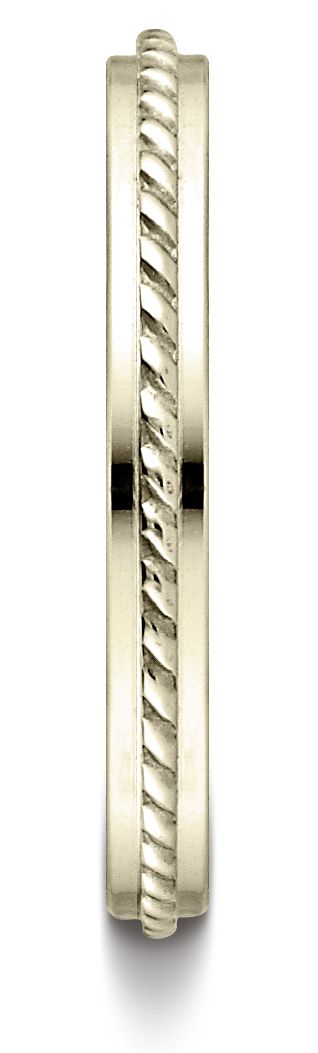 14k Yellow Gold 2mm High Polished Rope Center Design Band