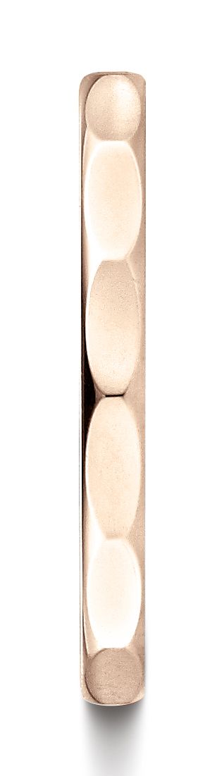 14k Rose Gold 2mm High Polished Faceted Design Band
