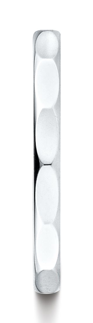 14k White Gold 2mm High Polished Faceted Design Band