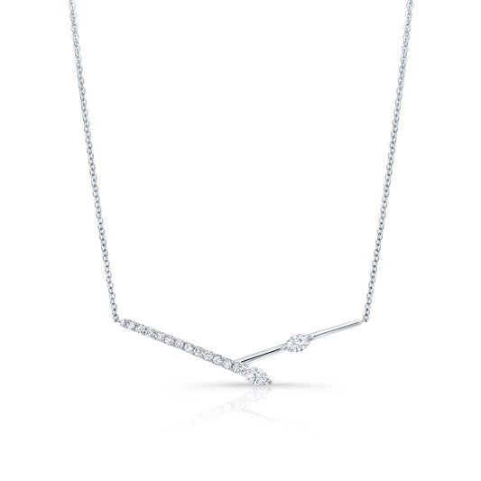 Diamond Melded Bars Necklace In 14k White Gold (1/3 Ct.tw.)