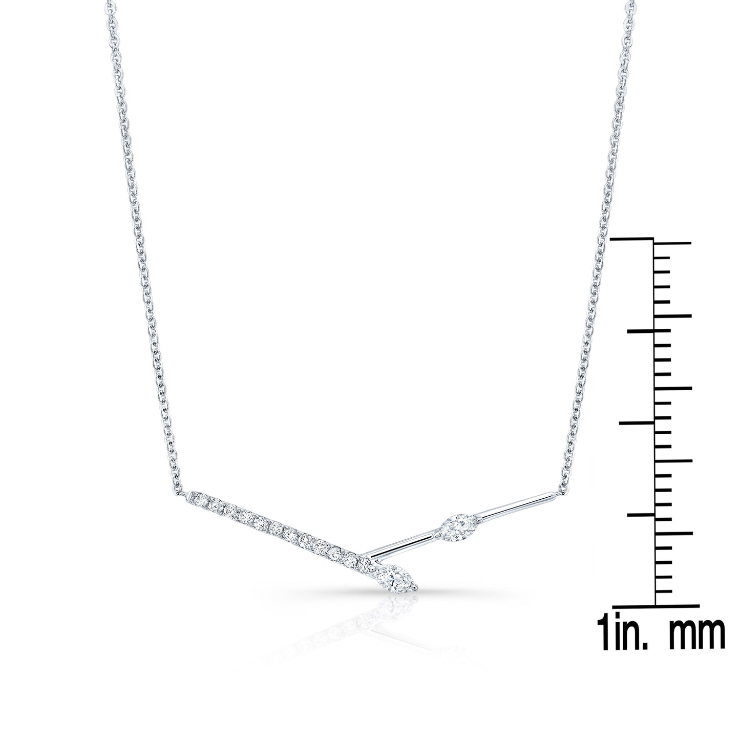 Diamond Melded Bars Necklace In 14k White Gold (1/3 Ct.tw.)