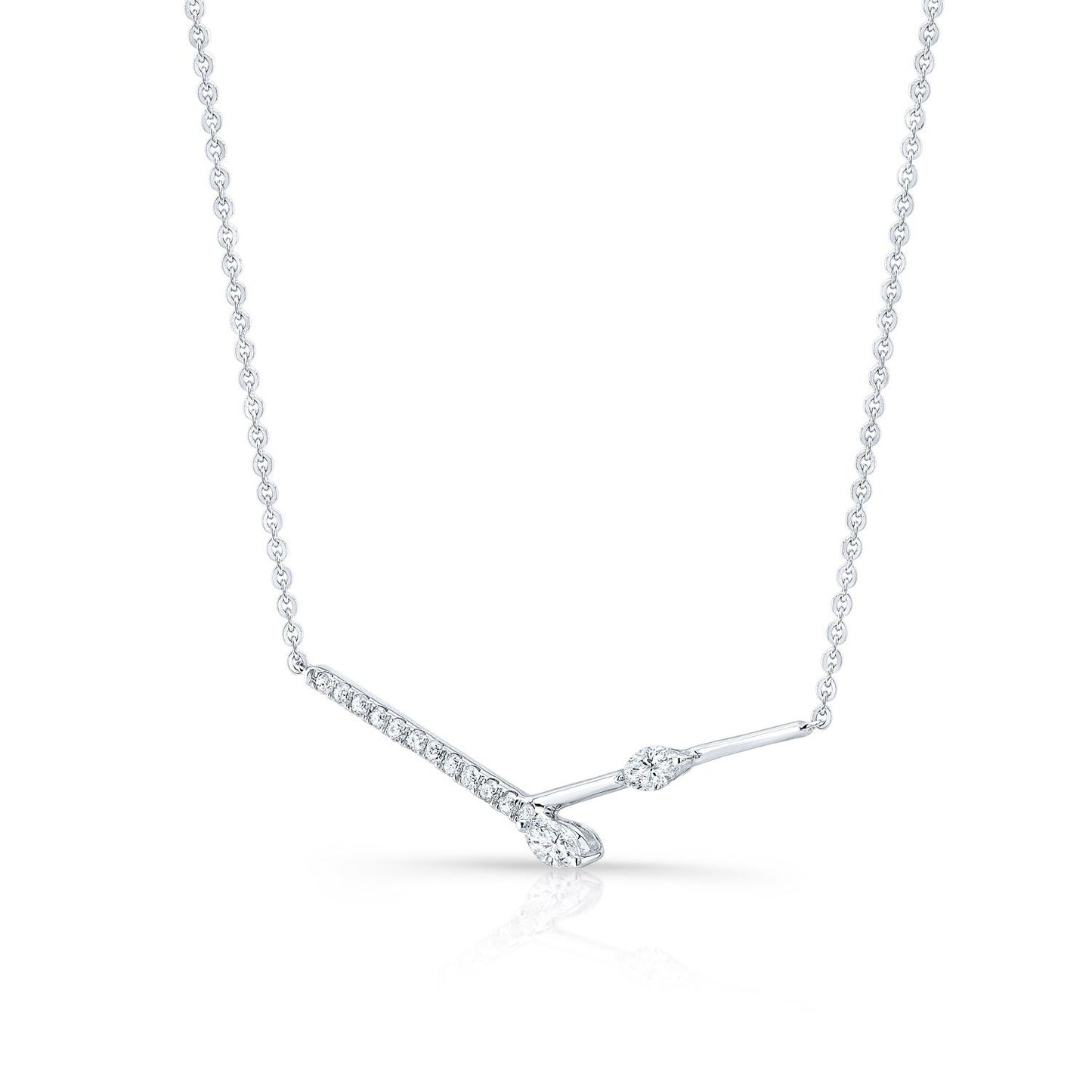 Diamond Melded Bars Necklace In 14k White Gold (1/3 Ct.tw.)