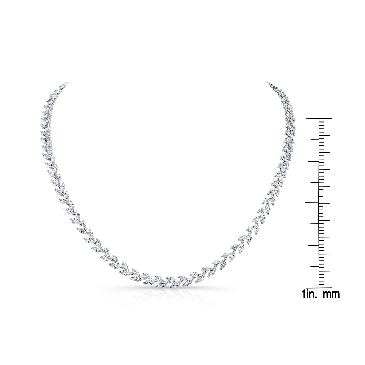 Diamond Laurel Leaf Necklace In 14k White Gold