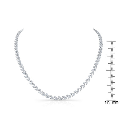 Diamond Laurel Leaf Necklace In 14k White Gold