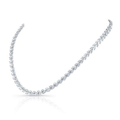 Diamond Laurel Leaf Necklace In 14k White Gold