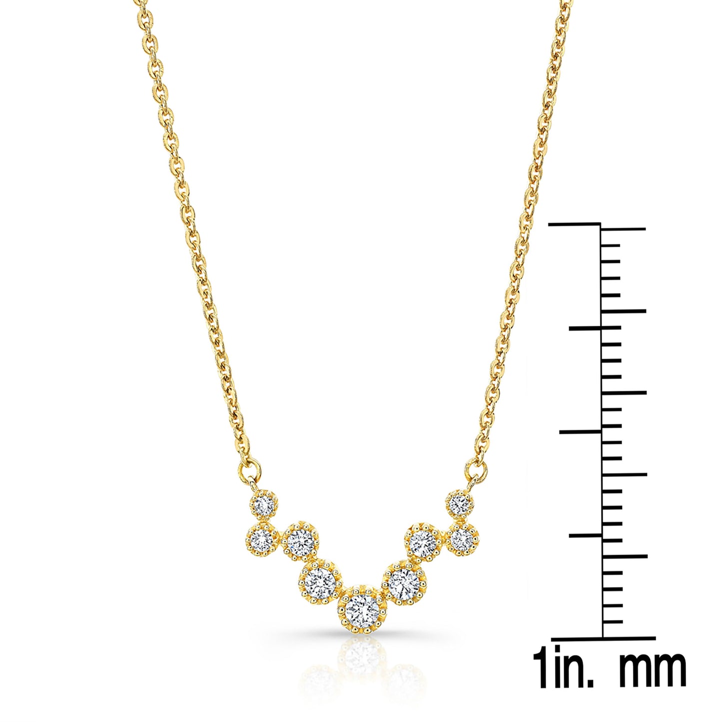 Diamond Prong Set Floating Circles Necklace In 14k Yellow Gold