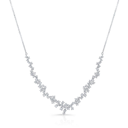 Diamond Prong-set Constellation Necklace In 14k White Gold, 16-18inch Adj Chain
