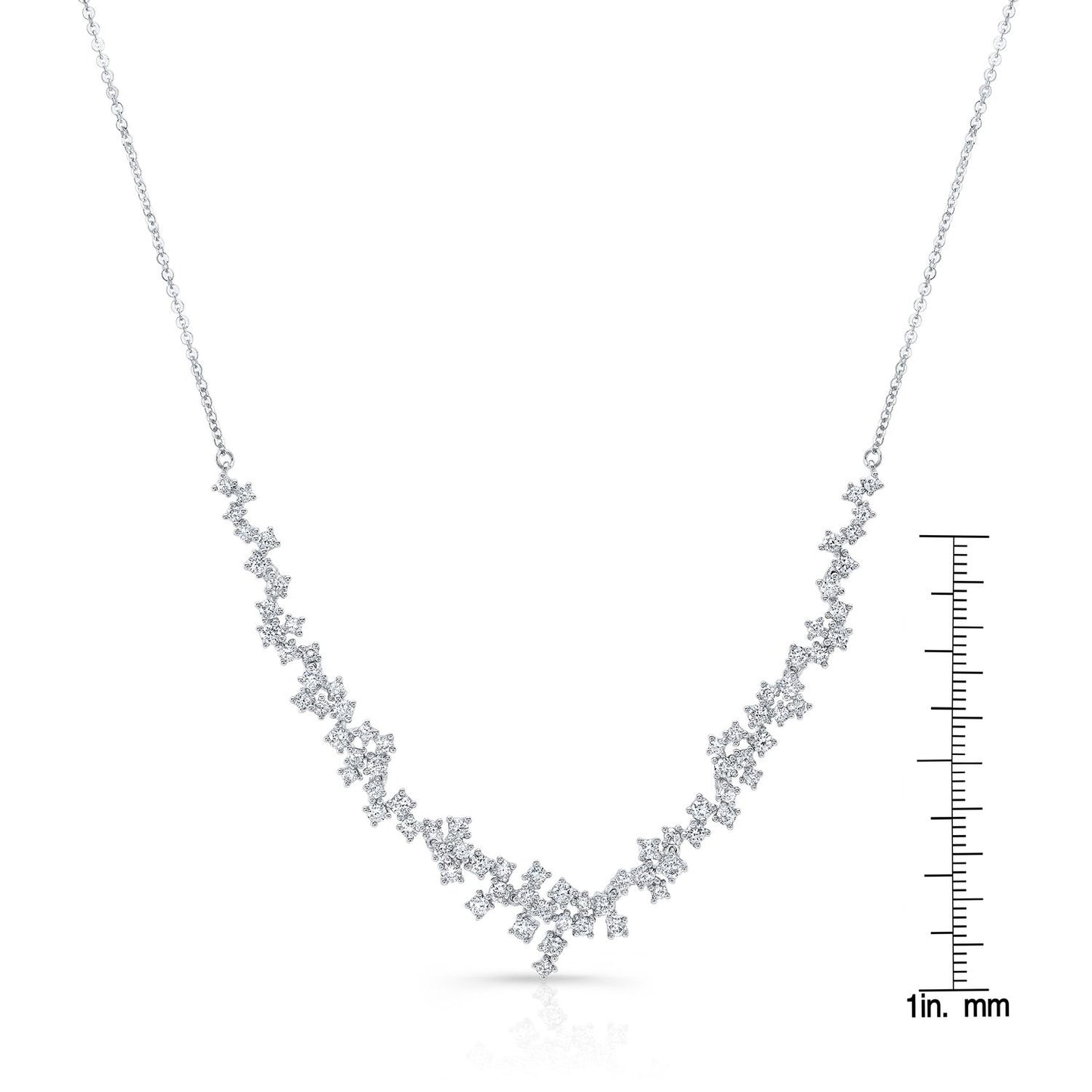 Diamond Prong-set Constellation Necklace In 14k White Gold, 16-18inch Adj Chain