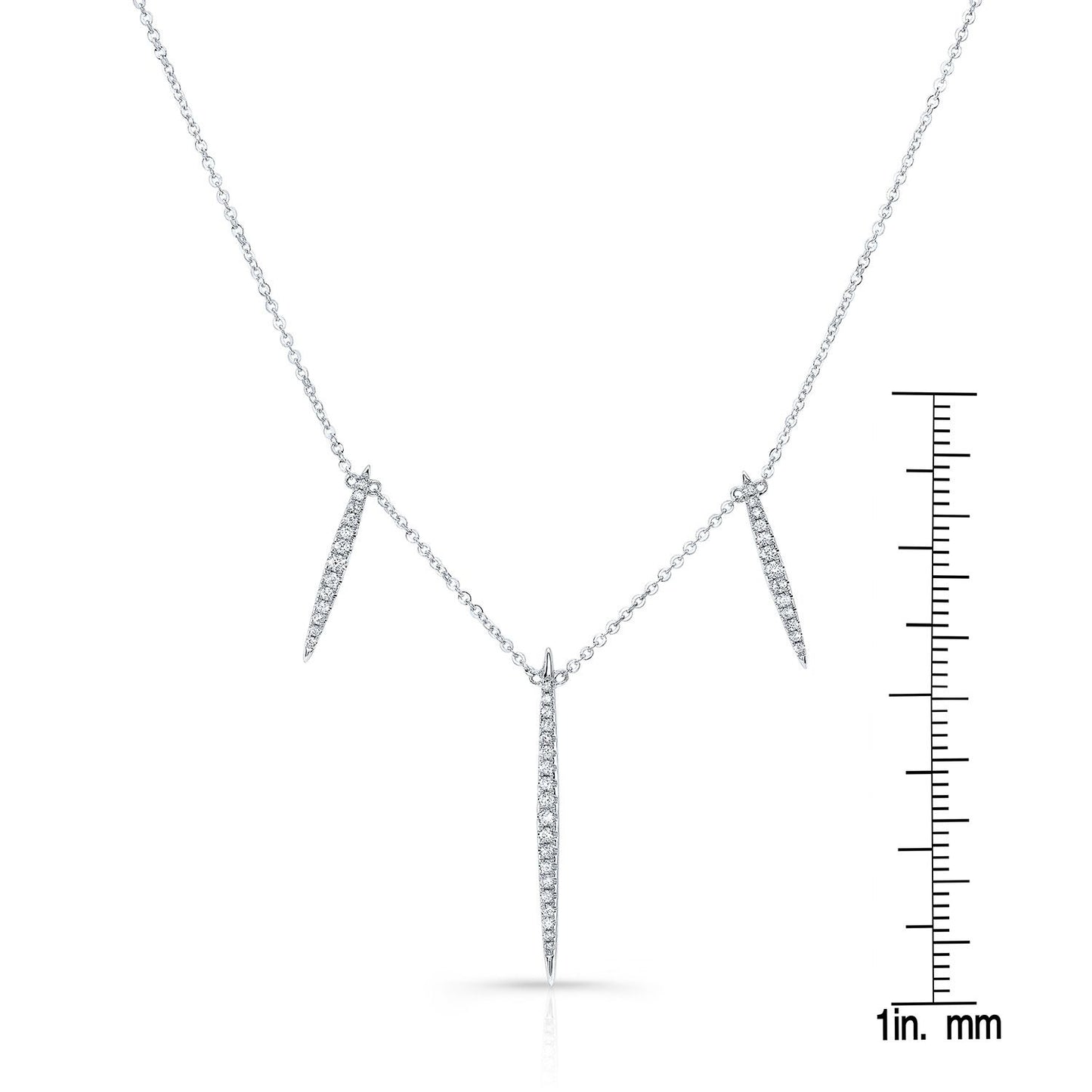 Diamond Pave Icicles Necklace In 14k White Gold (16-18 In Adj Chn)