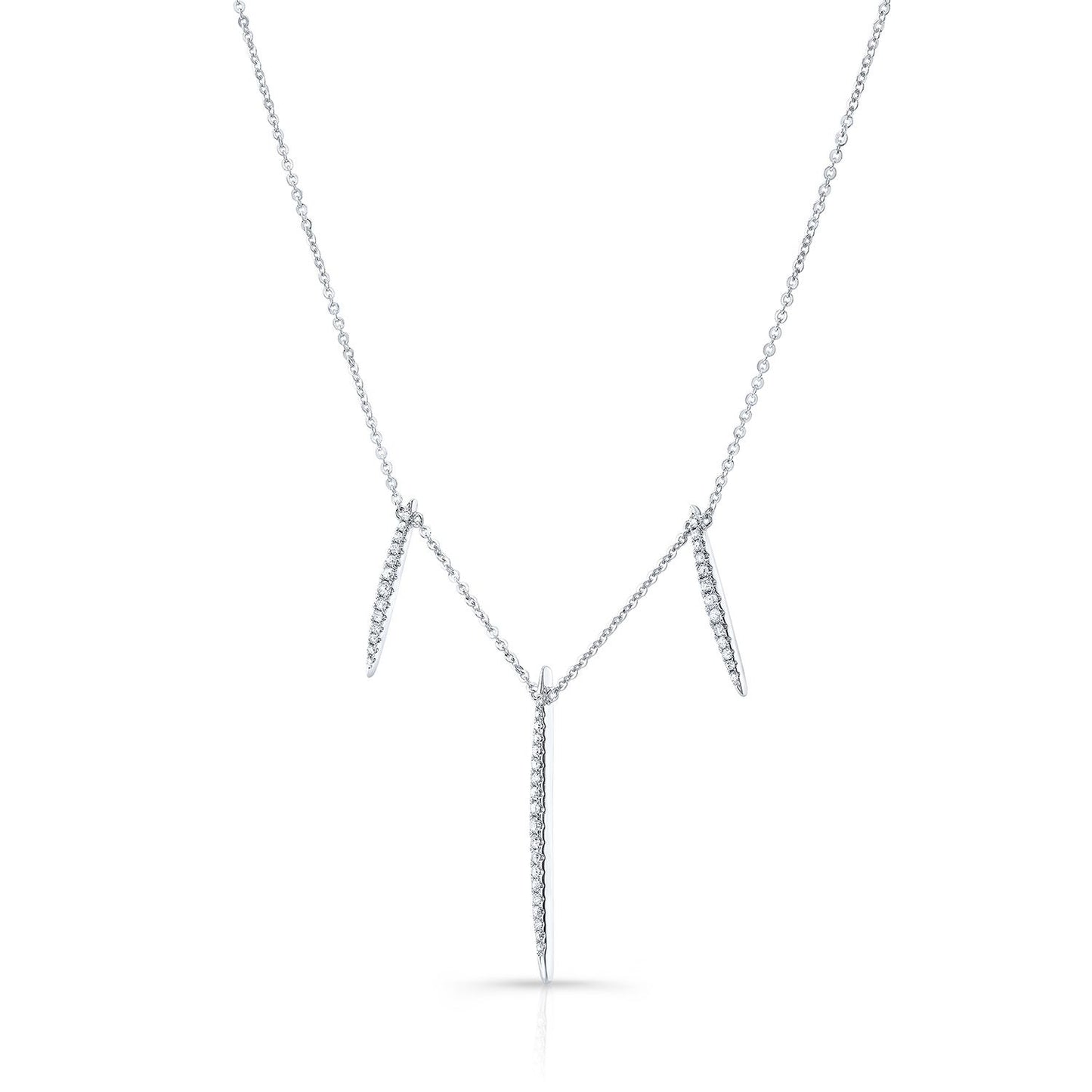 Diamond Pave Icicles Necklace In 14k White Gold (16-18 In Adj Chn)