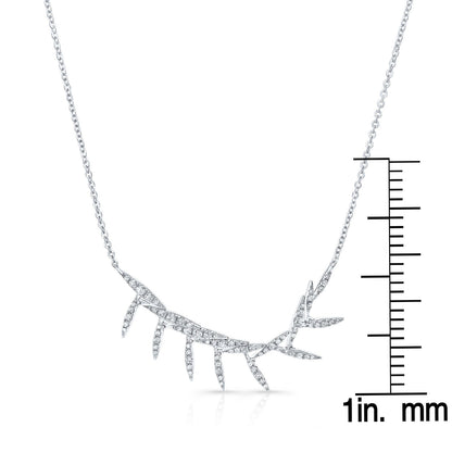 Diamond Pave Floating Laurel Leaves Necklace In 14k White Gold (16-18 Adj Chn)