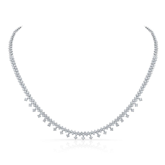 Diamond Prong-set Necklace With Drop Accents In 14k White Gold (3.15ctw)