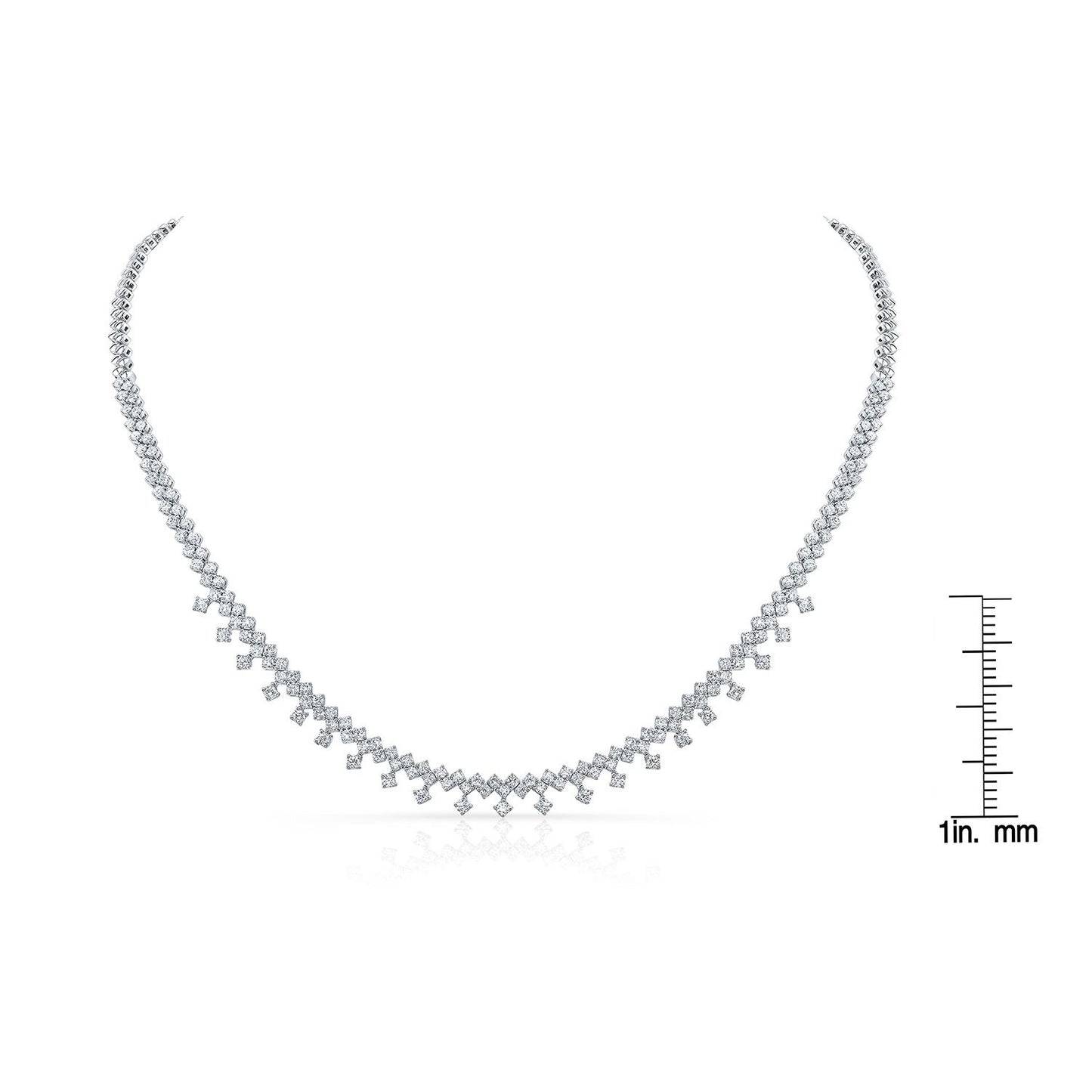 Diamond Prong-set Necklace With Drop Accents In 14k White Gold (3.15ctw)