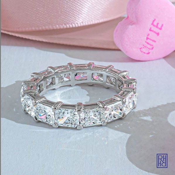 Custom Made Asscher Diamond Eternity Band in Platinum, 3.30 Carat Weight, Size 6.5