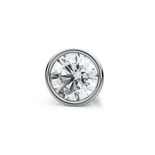 18k White Gold Bezel Round Diamond Single Stud Earring 0.25ctw (4.1mm Ea), J-k Color, Si Clarity