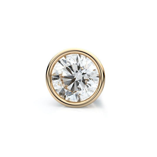 14k Yellow Gold Bezel Round Diamond Single Stud Earring 0.10ctw (3.0mm Ea), H-i Color, Vs Clarity