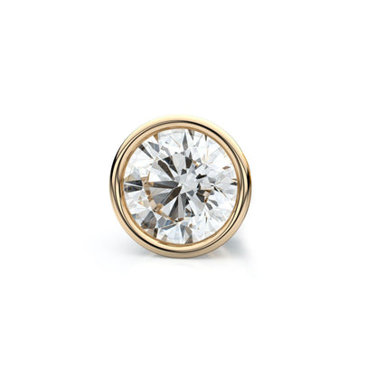 18k Yellow Gold Bezel Round Diamond Single Stud Earring 0.16ctw (3.4mm Ea), H-i Color, Vs Clarity