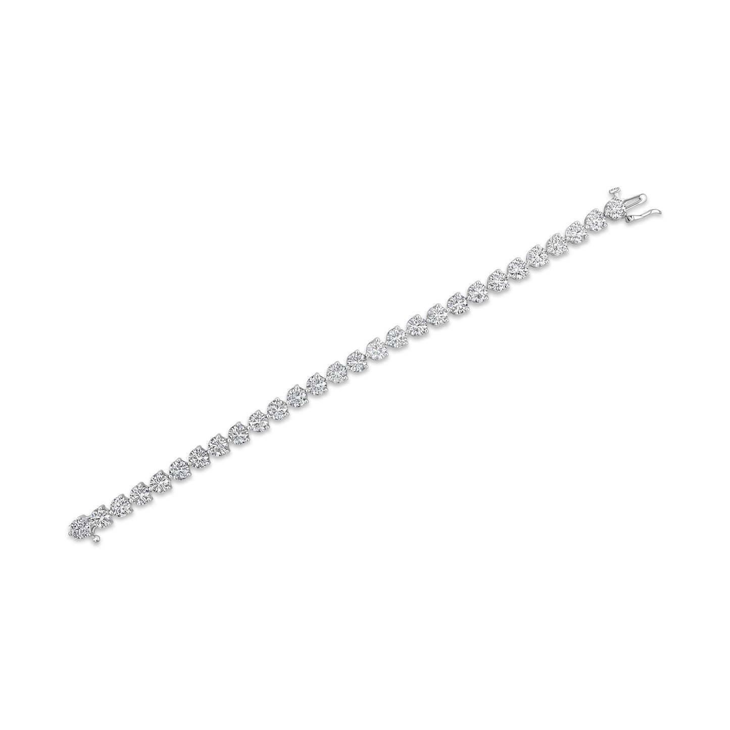 Certified 14k White Gold 3-prong Lab Created Round Brilliant Diamond Tennis Bracelet (14.25 Ct. T.w., Vvs1-vs2 Clarity, D-f Color)