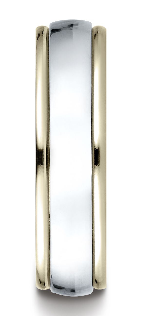 14k Two-toned 6mm Comfort-fit High Polished Carved Design Band