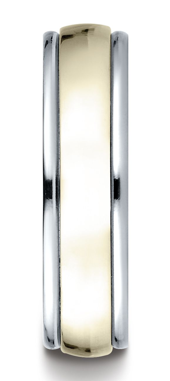 14k Two-toned 6mm Comfort-fit High Polished Carved Design Band
