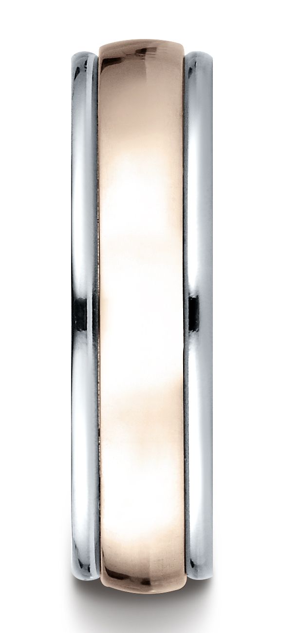 14k Two-toned 6mm Comfort-fit High Polished Carved Design Band