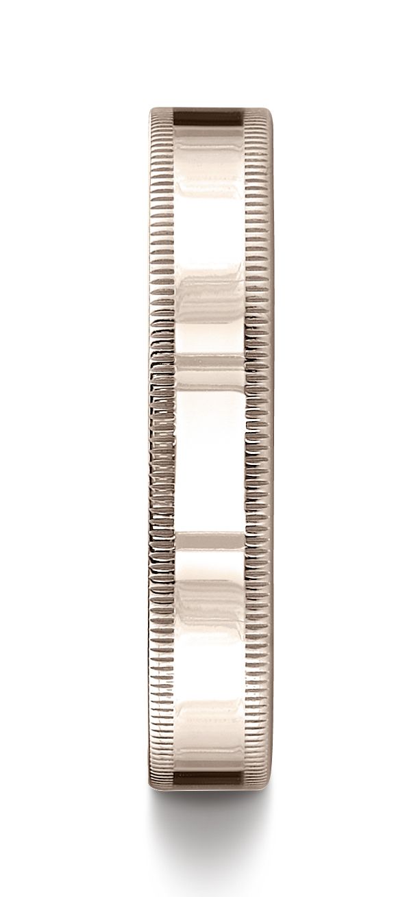 14k Rose Gold 4mm Flat Comfort-fit Ring With Milgrain