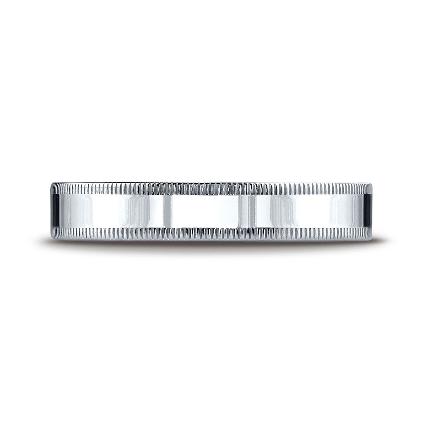 4mm Flat Milgrain Comfort-Fit Wedding Band, in Platinum | RockHer