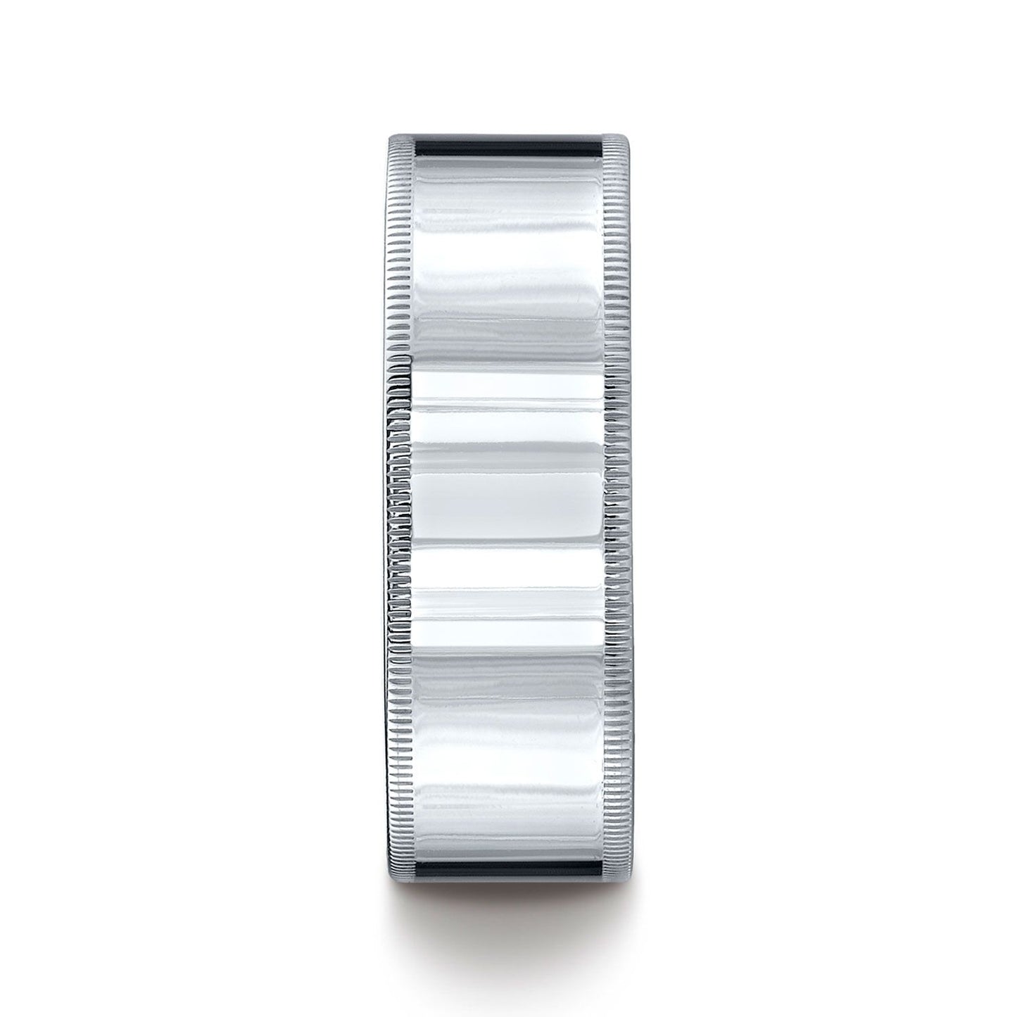 18k White Gold 8mm Flat Comfort-fit Ring With Milgrain