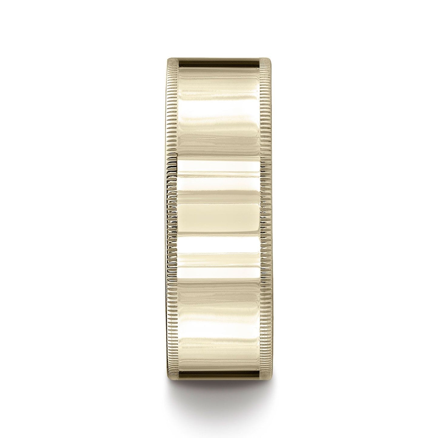 14k Yellow Gold 8mm Flat Comfort-fit Ring With Milgrain