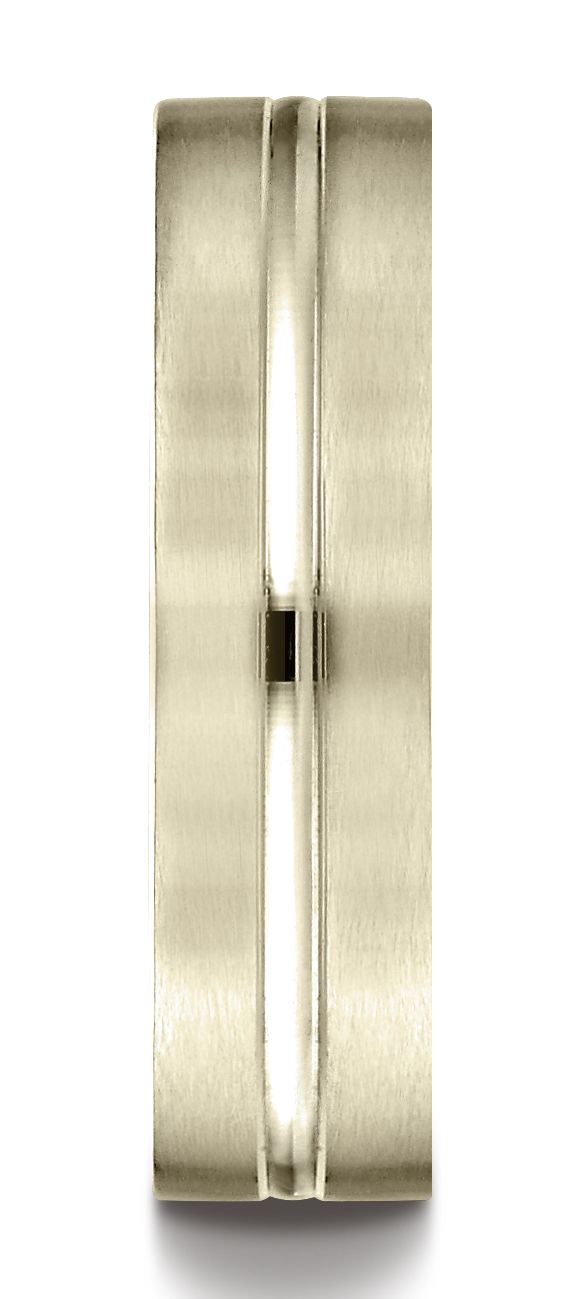 14k Yellow Gold 6mm Comfort-fit Satin-finished With High Polished Center Cut Carved Design Band