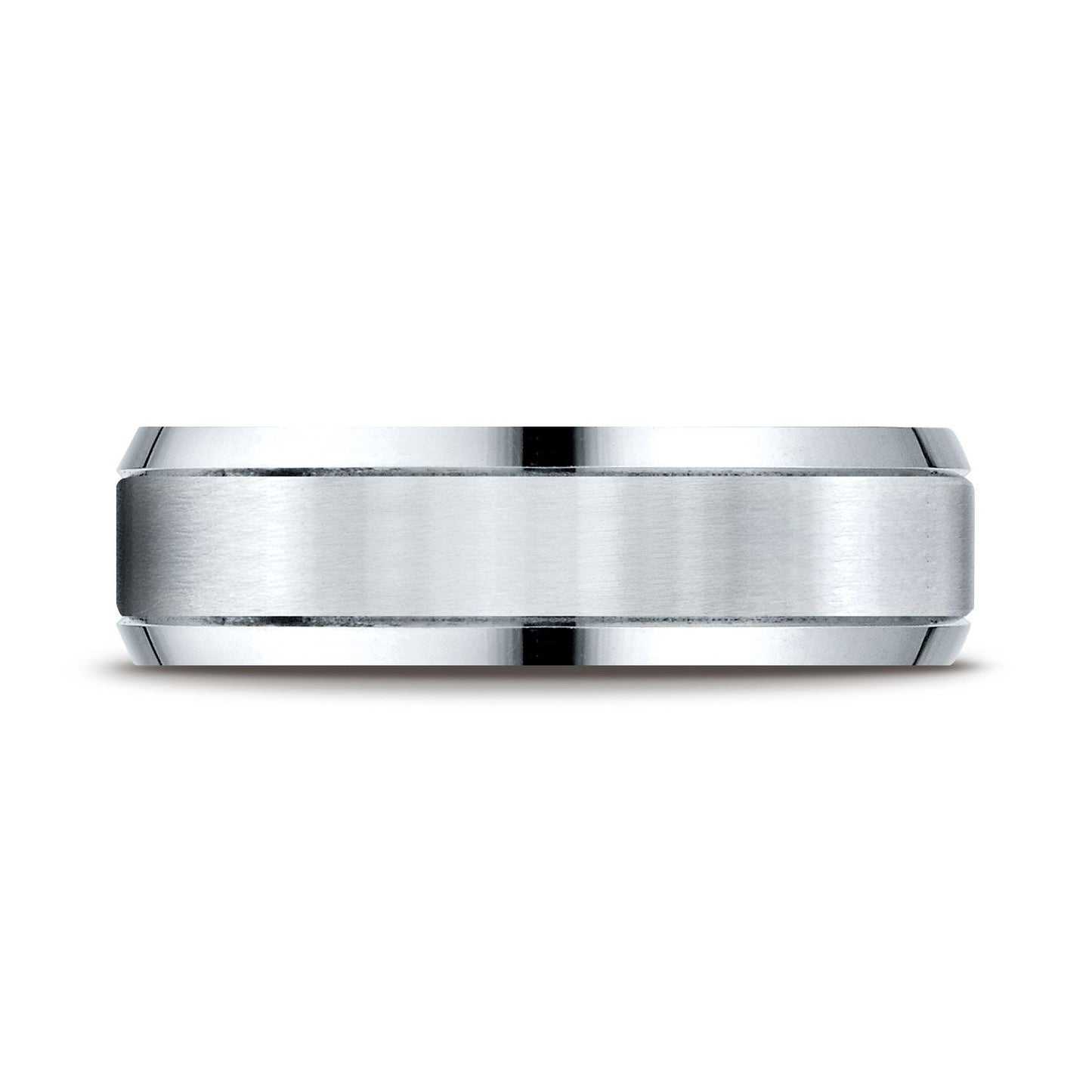 6mm Satin Finish High Polished Beveled Edge Carved Wedding Band, in Platinum | RockHer