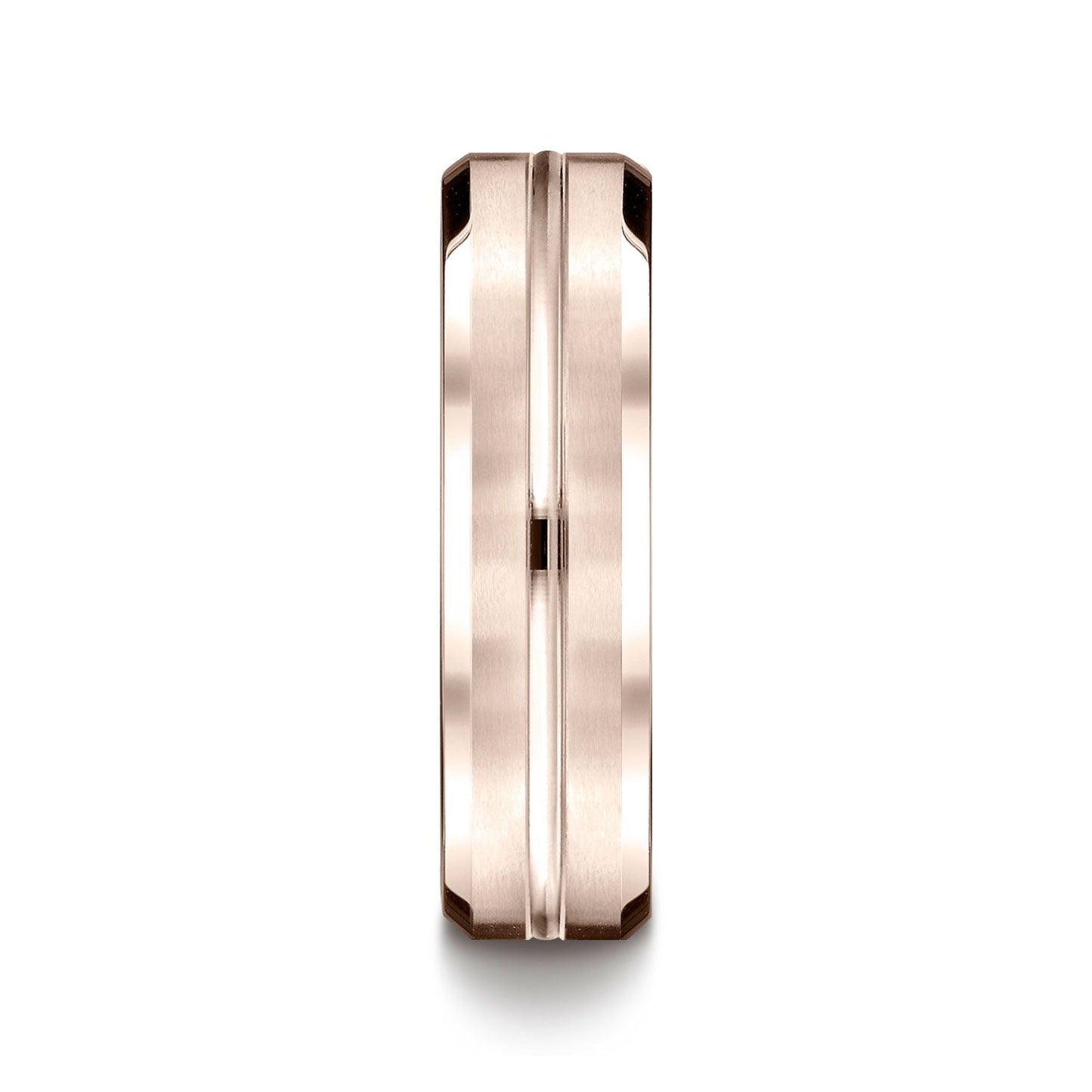 14k Rose Gold 6mm Comfort-fit Satin-finished With High Polished Cut Carved Design Band
