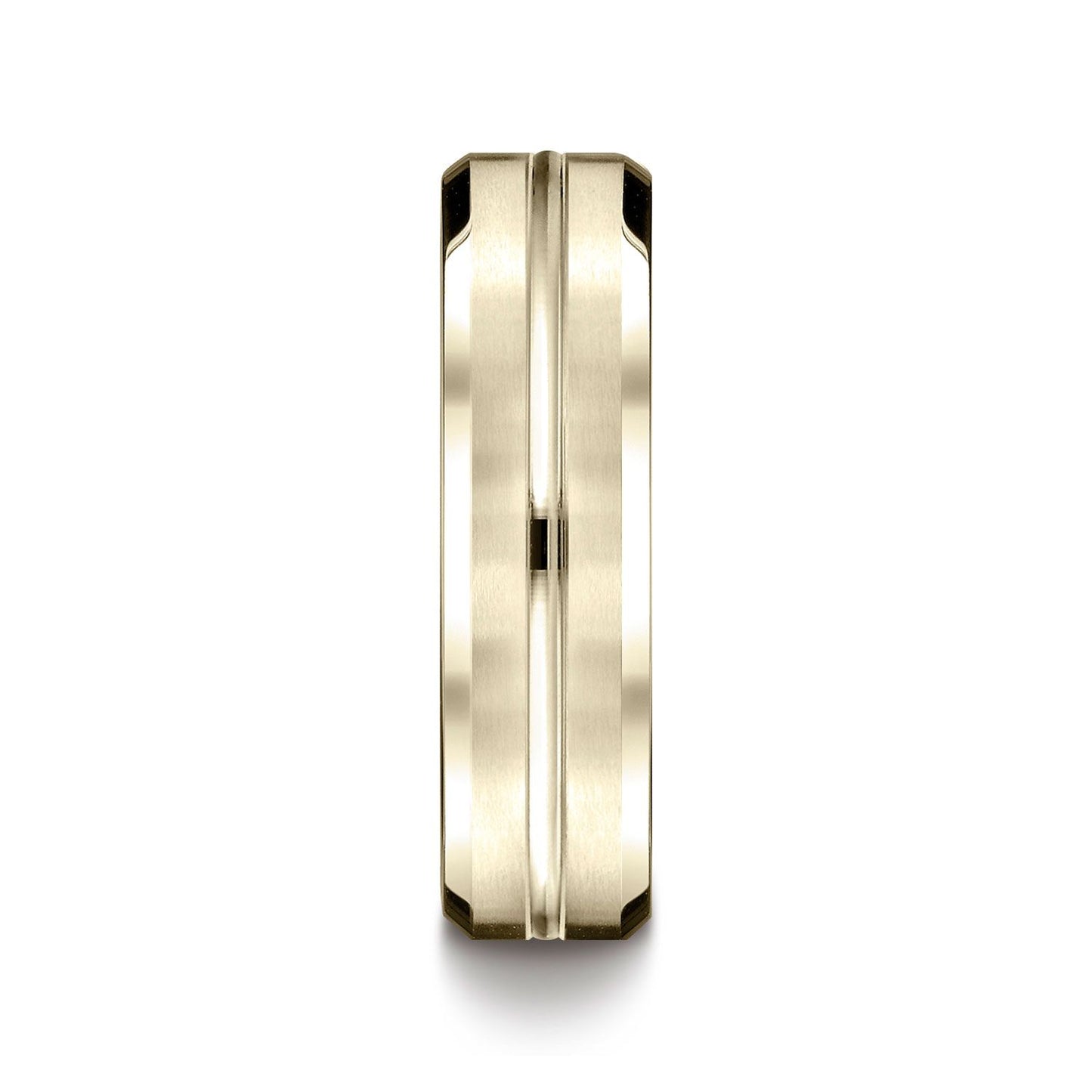 14k Yellow Gold 6mm Comfort-fit Satin-finished With High Polished Cut Carved Design Band