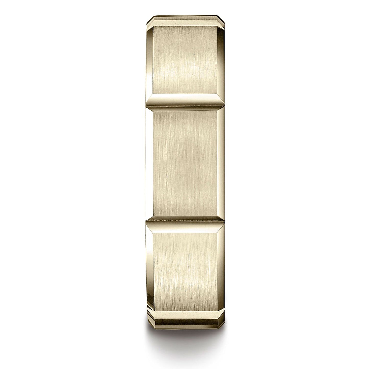 18k Yellow Gold 6mm Comfort-fit Satin-finished Grooves Carved Design Band