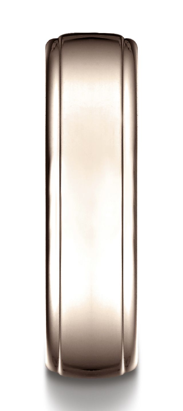 14 Karat Rose Gold 6.5mm Comfort-fit Drop Edge High Polish Design Band