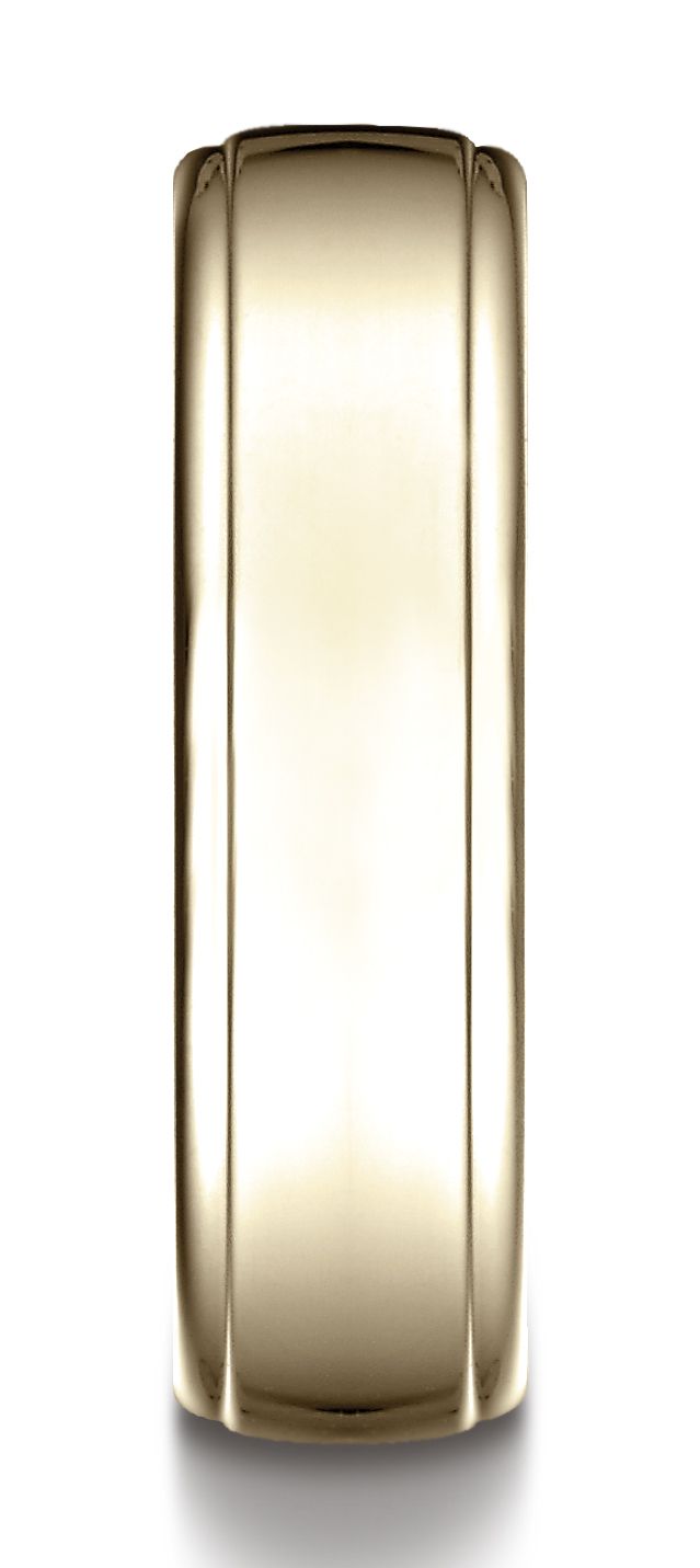 18 Karat Yellow Gold 6.5mm Comfort-fit Drop Edge High Polish Design Band