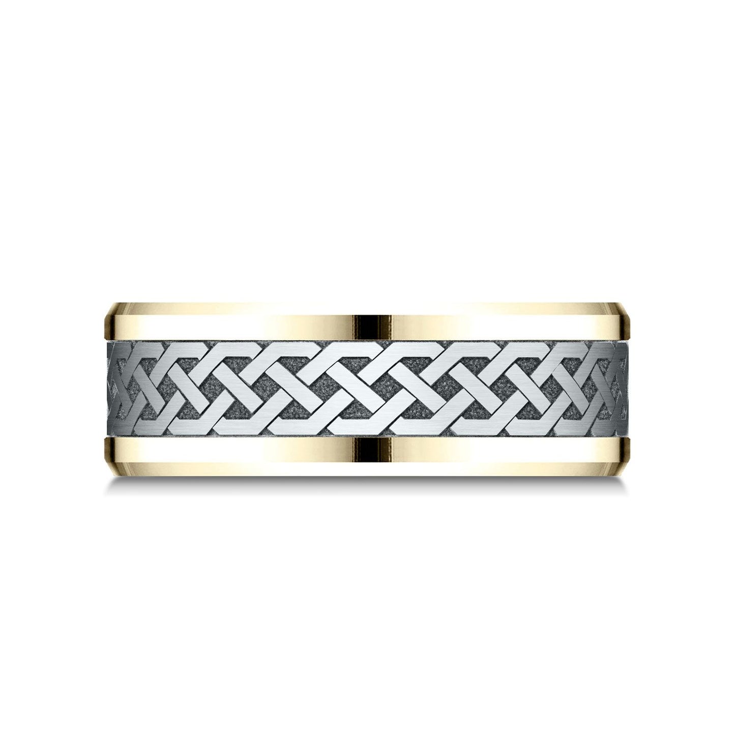 8mm Celtic Knot Carved Wedding Band, in 14K White Gold | RockHer