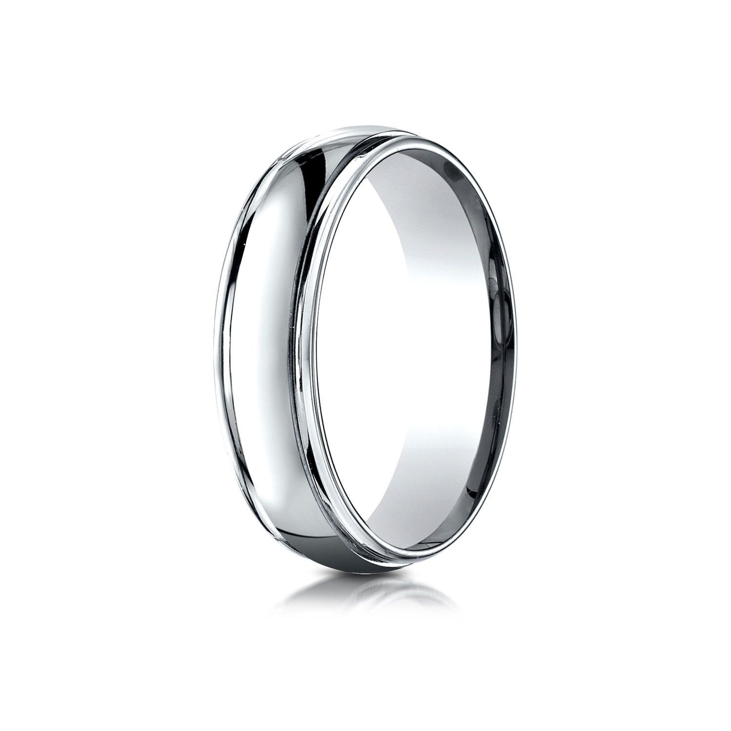 6mm High Polish Carved Wedding Band, in 14K White Gold | RockHer