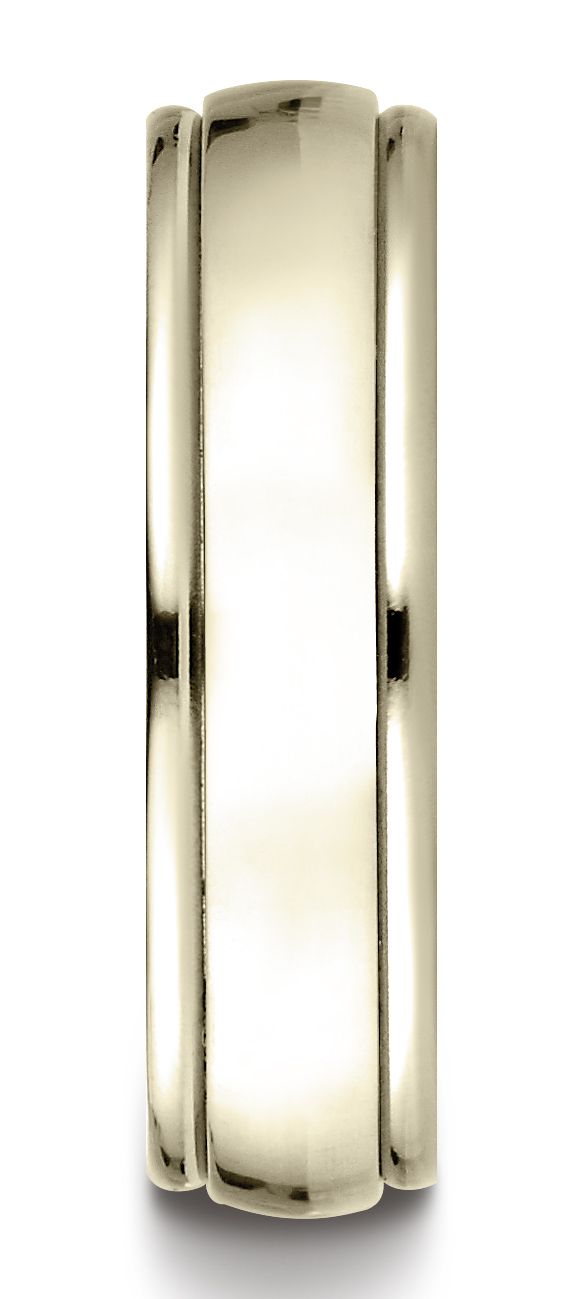 14k All Yellow Gold 6mm Comfort-fit High Polished Carved Design Band