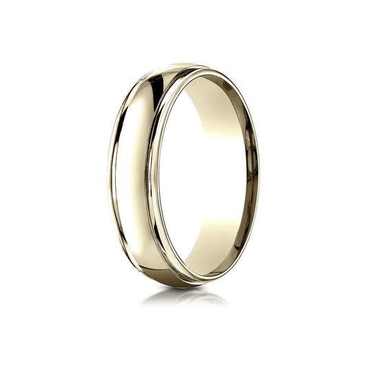 6mm 14k All Yellow Gold Comfort-fit High Polished Carved Design Wedding Band in 14K Yellow Gold