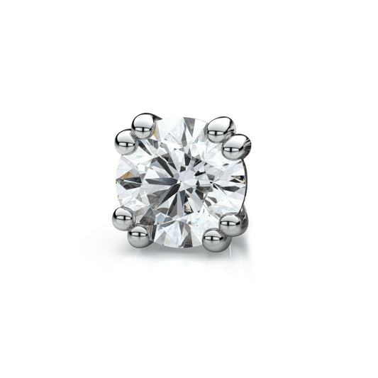 18k White Gold Double Prong Round Diamond Single Stud Earring 0.37ctw (4.7mm Ea), F-g Color, Vs Clarity